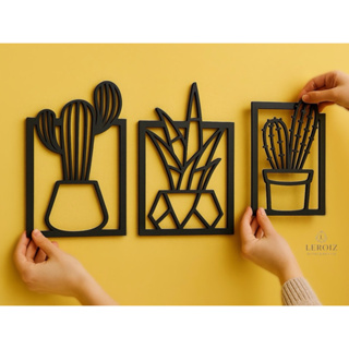 Quadros Decorativos MDF 3 Unidades Plantas Decoração de Parede Moderna Conjunto quadro decorativo sala em Oferta na Shopee