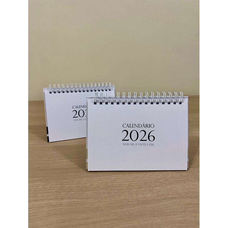 Calendário de Mesa Tamanho A6 Horizontal 2026 com mini planejador - Coleção Estampas Neutras em Oferta na Shopee