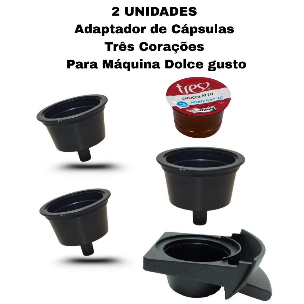 2 unidades Adaptador de Cápsulas Três Corações Para Máquina Dolce Gusto