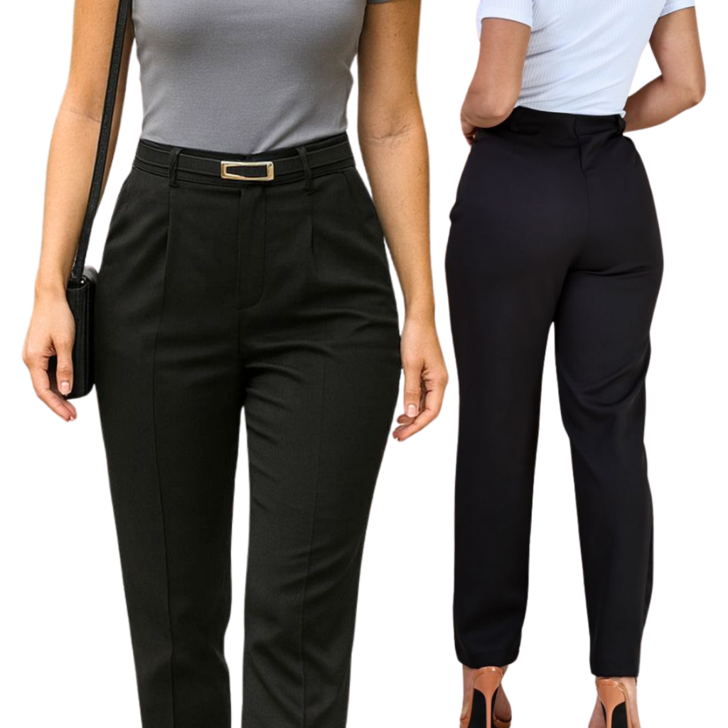 CALÇA FEMININA ALFAIATARIA ZR CINTURA ALTA COM ZÍPER NA LATERAL ACOMPANHA CINTO