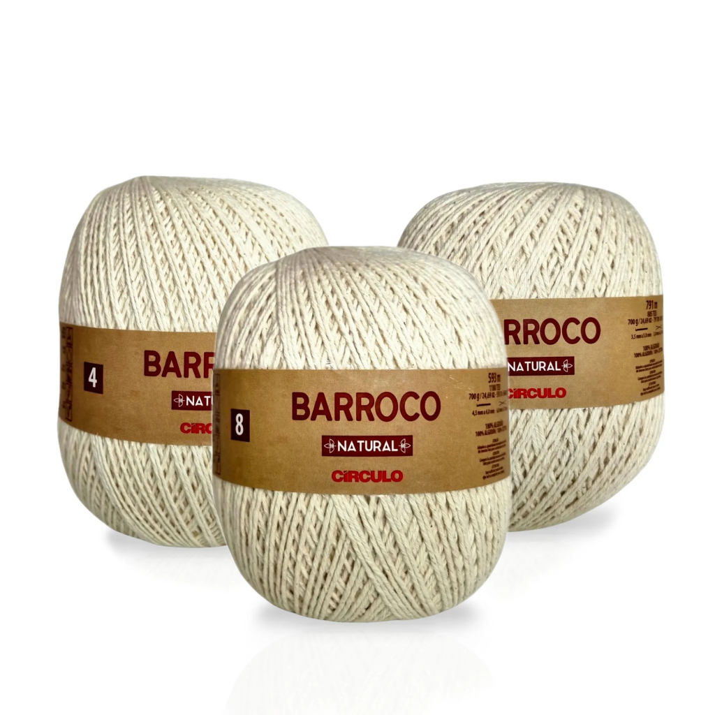 BARBANTE BARROCO NATURAL N°4 N°6 N°8 - 700g - Circulo em Oferta na Shopee