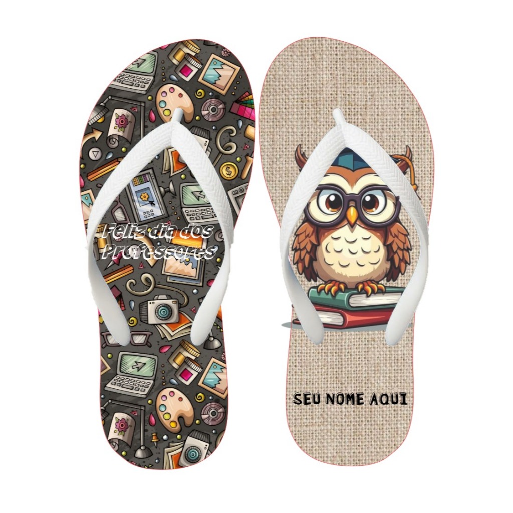 Chinelo personalizado Feliz dia dos professores 4 modelos