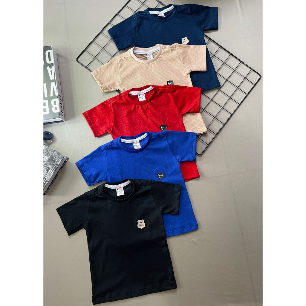 Kit 5 Camisetas Manga Curta Infantil Menino Camisa Malha em Oferta na Shopee
