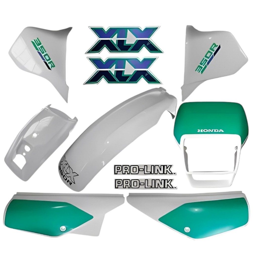 Kit Carenagem Aba Tampa Lateral Adesivado  Xlx 350 Branca 1990 7 Peças