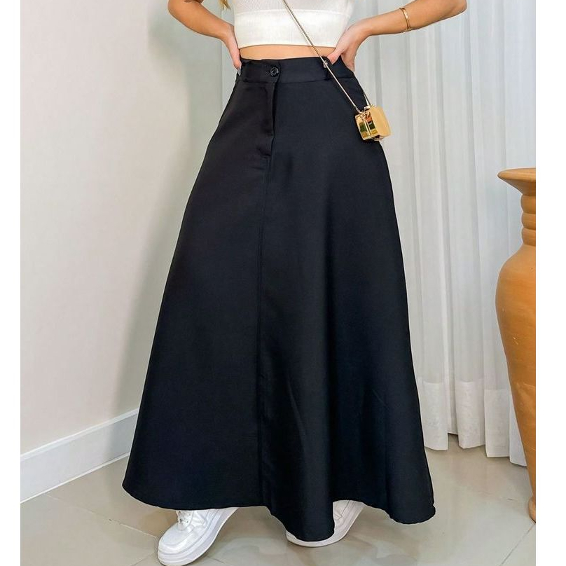 Saia Longa Feminina Con Ziper Alfaiataria Moda Evangélica Casual Básica Inverno Cintura Alta em Oferta na Shopee