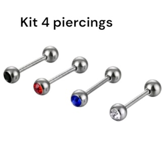 kit 4 piercings de língua cristal em Oferta na Shopee