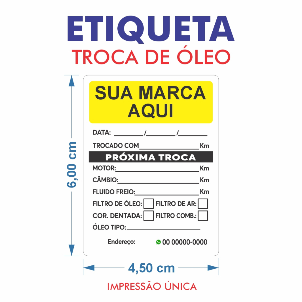 Adesivo Troca de Óleo CARRO AUTO CENTER MECANICA Personalizada