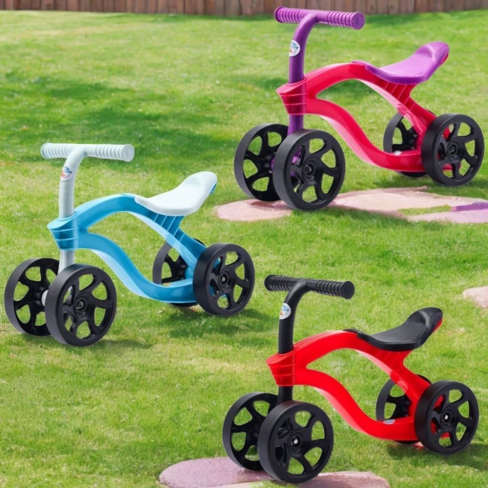 Bicicleta Equilibrio Infantil Sem Pedal Quatro Rodas Rosa Estilo Futurista