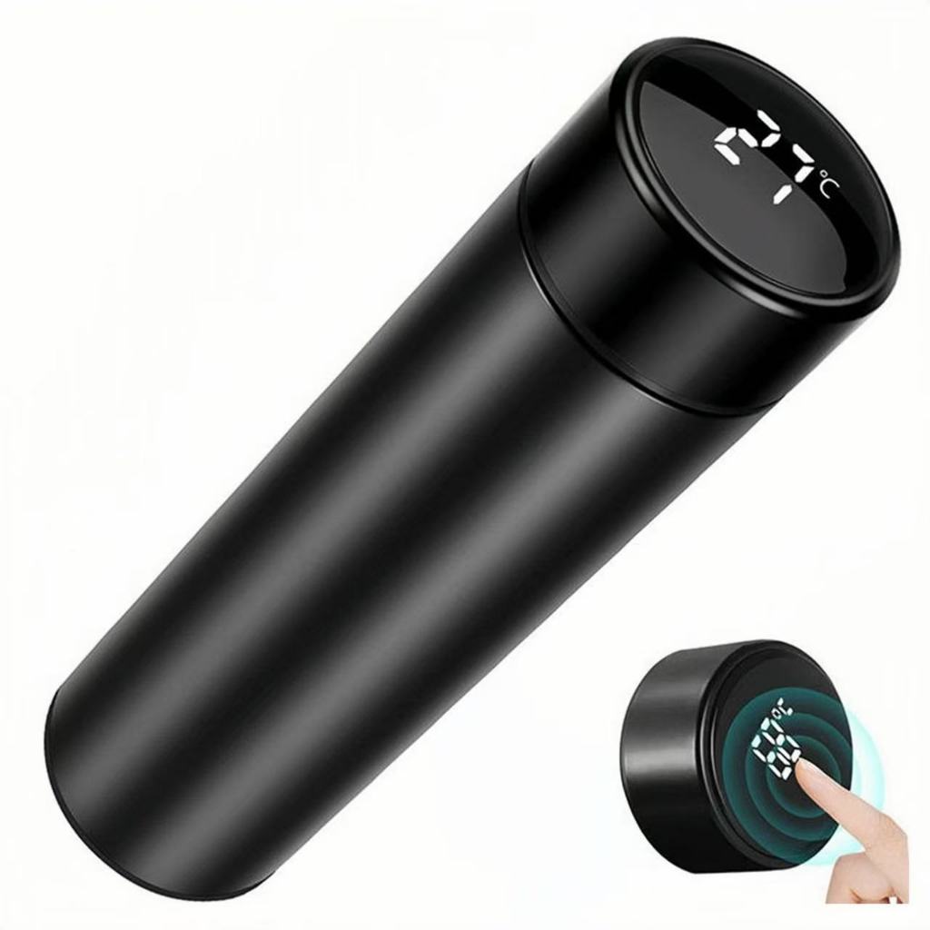 Garrafa Termica Inox Com Termometro 500ml Visor Digital LED Inteligente