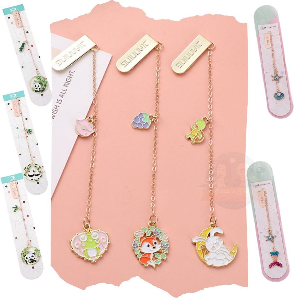 Marcador de página de Metal pingente criativo entre Fábulas, Pandas e Sereias