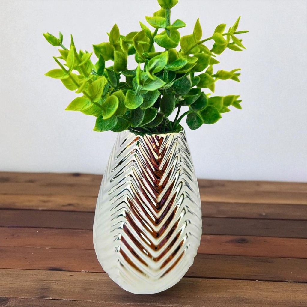Enfeite Vaso decorativo metalizado 3D - Dourado, Prata e Rose em Oferta na Shopee