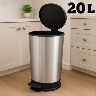 Lixeira Tipo INOX Luxo C/ Pedal E Tampa 10L ou 20 Litros Para Banheiro Escritório Cozinha Quarto