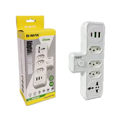 Adaptador de Tomada 3 Tomadas 2 Interface USB 1 Porta USB Type-C