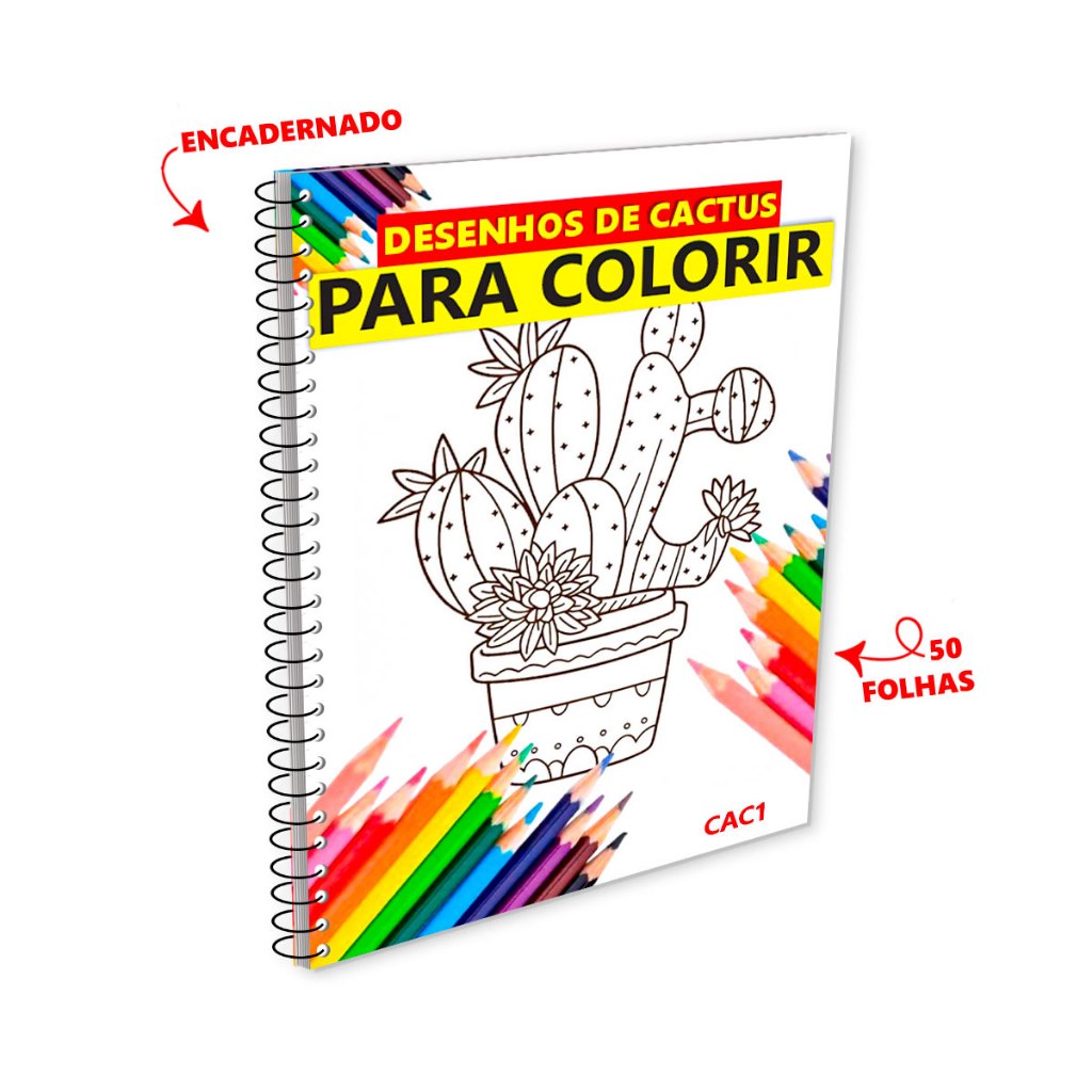 50 Desenhos de Cactus para Colorir - Cactus para Pintar