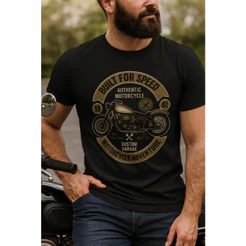 Camiseta Masculina Estampa Moto Clássica Retrô – Streetwear Casual Algodão