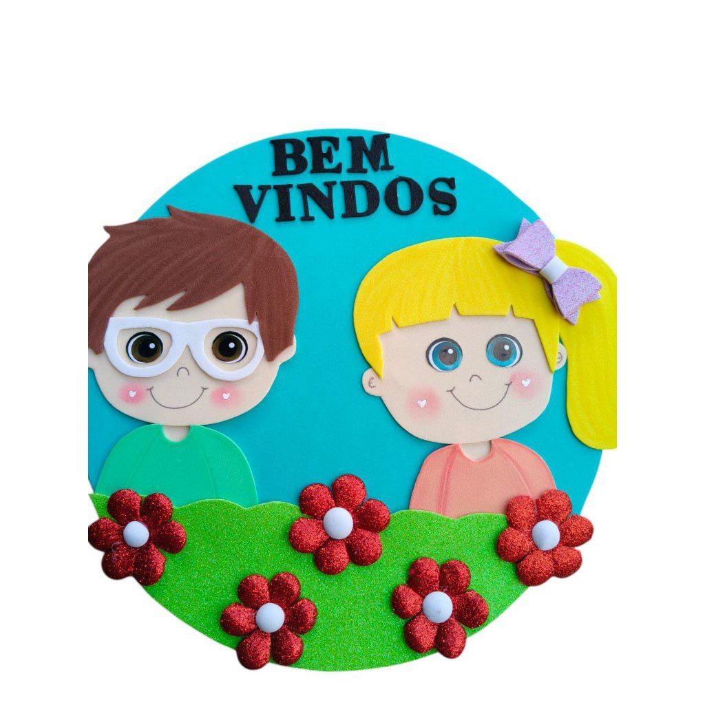 Painel Bem-Vindos em EVA 24cm | Enfeite Porta de Sala Aula Creche Decoração Infantil Escolar.