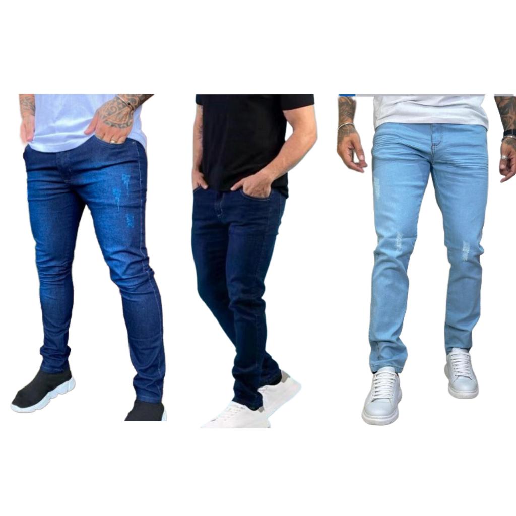 Kit Calças Masculinas Jeans Skinny Casual Lisa Conforto Total