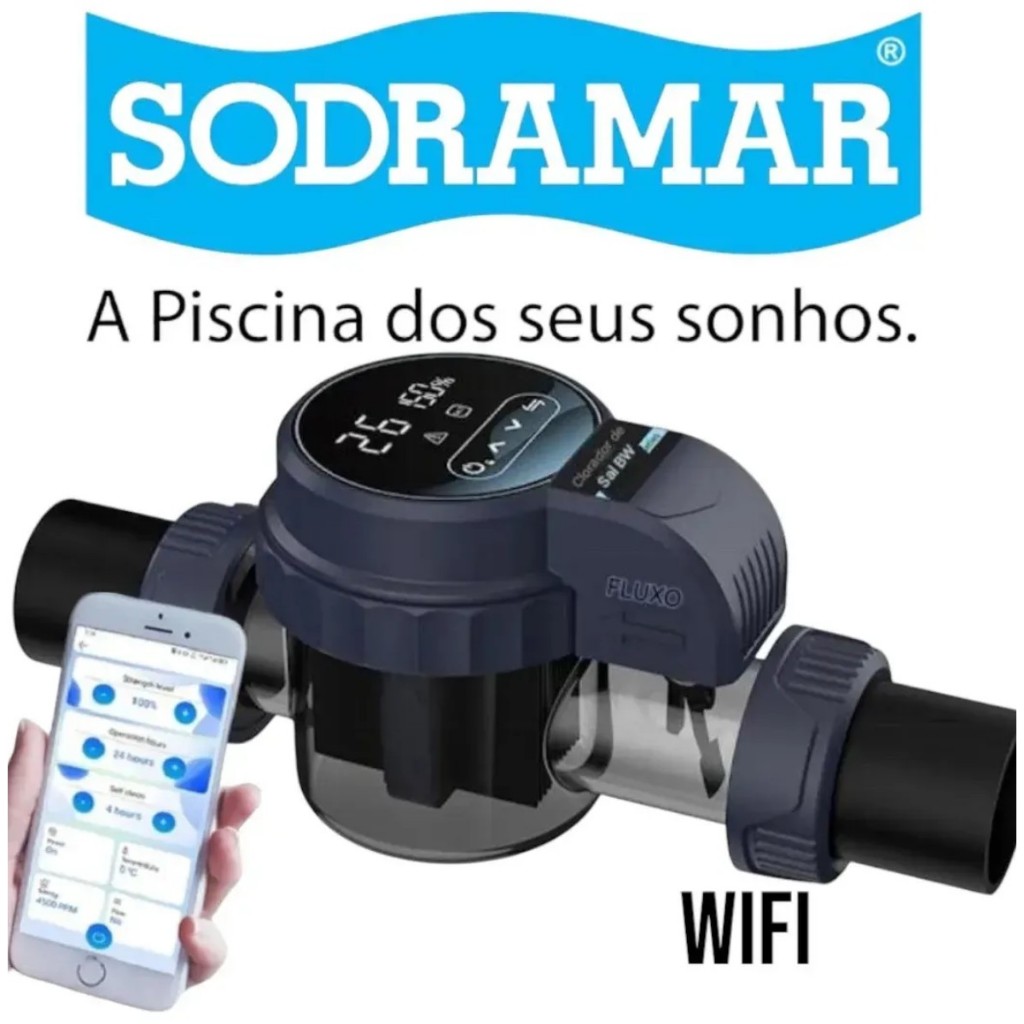 Gerador De Cloro Com Agua Tratada a Base de Sal Para Piscinas 48 Mil Litros  Gerador Cloro Sodramar