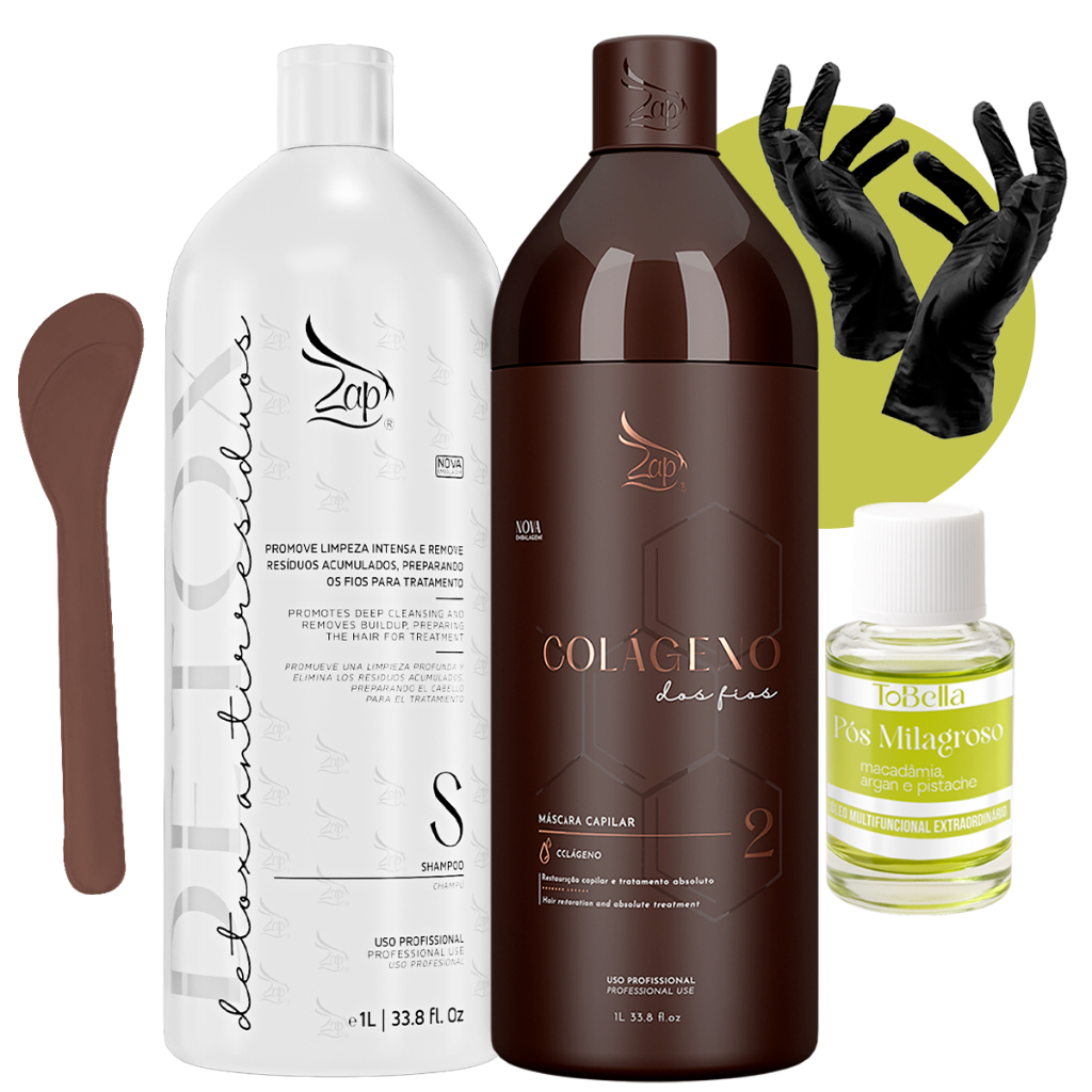 Zap Colageno dos Fios Definitiva Selagem capilar Inteligente Kit 1L / 500ml + Brindes
