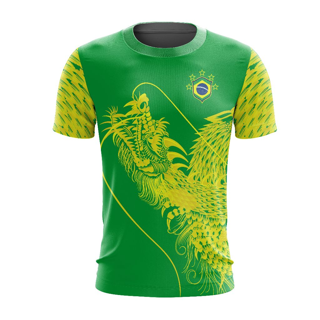 Camiseta do Brasil Personalizada Futebol Dragão Verde e Amarela Torcedor 2026 04