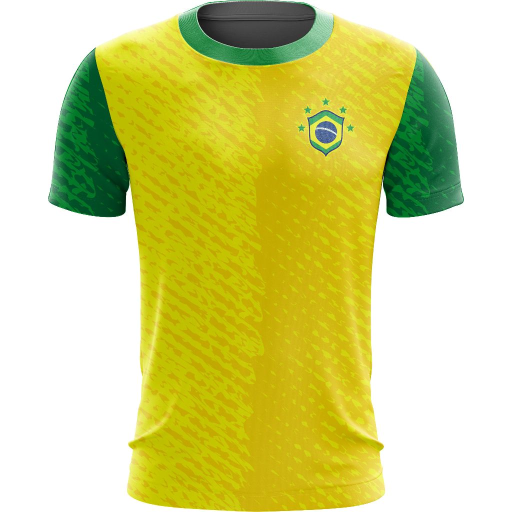 Camiseta Personalizada do Brasil Manga Curta Verde Amarela Futebol Torcedor 2026 07