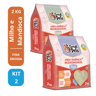 KIT 2 Areias Para Gatos Biodegradavel Mandioca Milho Fina Grossa 4kg - Great Pets em Oferta na Shopee