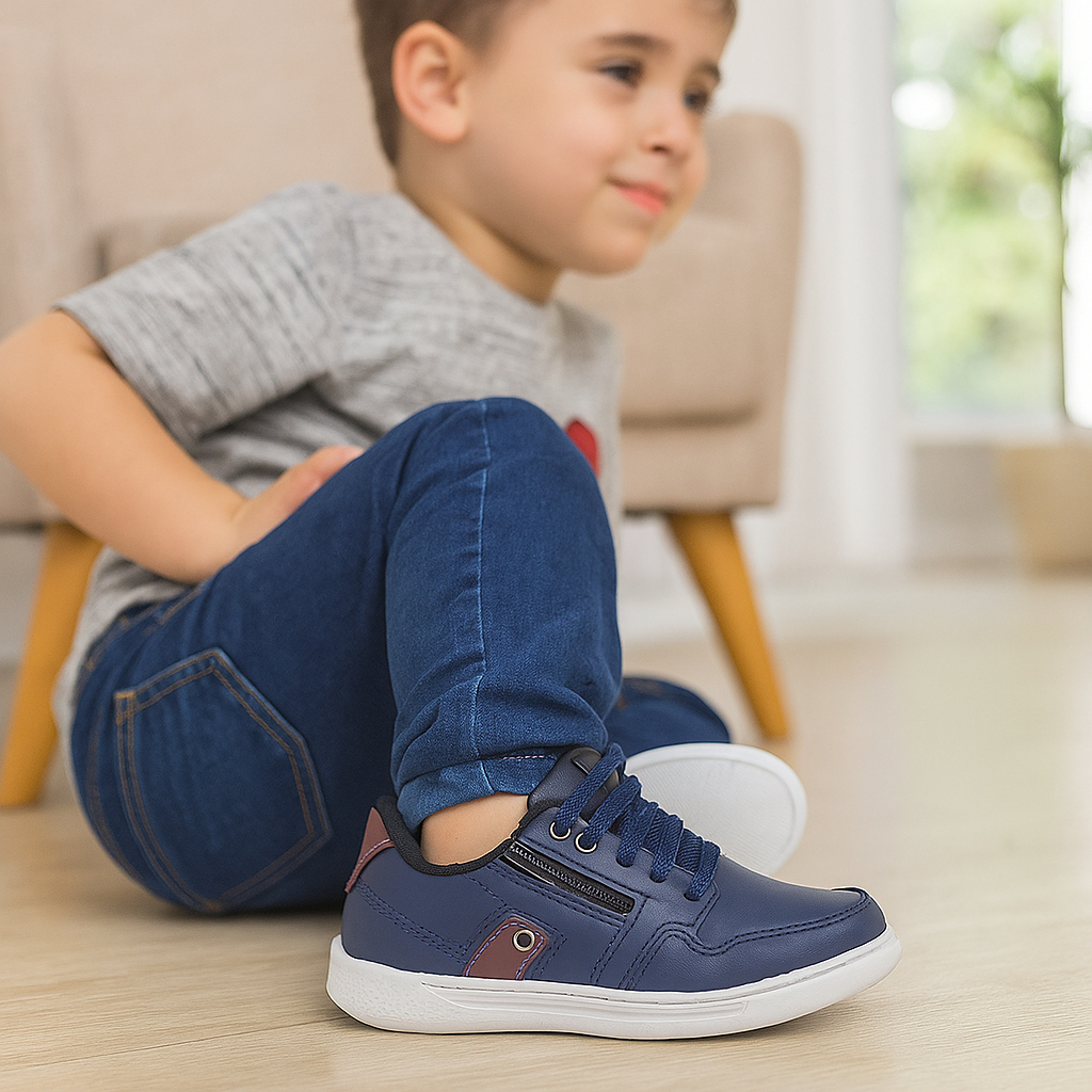 tênis infantil casual menino super resistente escolar preto , zíper fechamento de elástico praticidade
