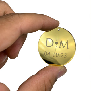 Kit 30  tag Etiqueta Acrílica Redonda Personalizada com as iniciais | Casamento, Festa, Empresa e Brindes em Oferta na Shopee