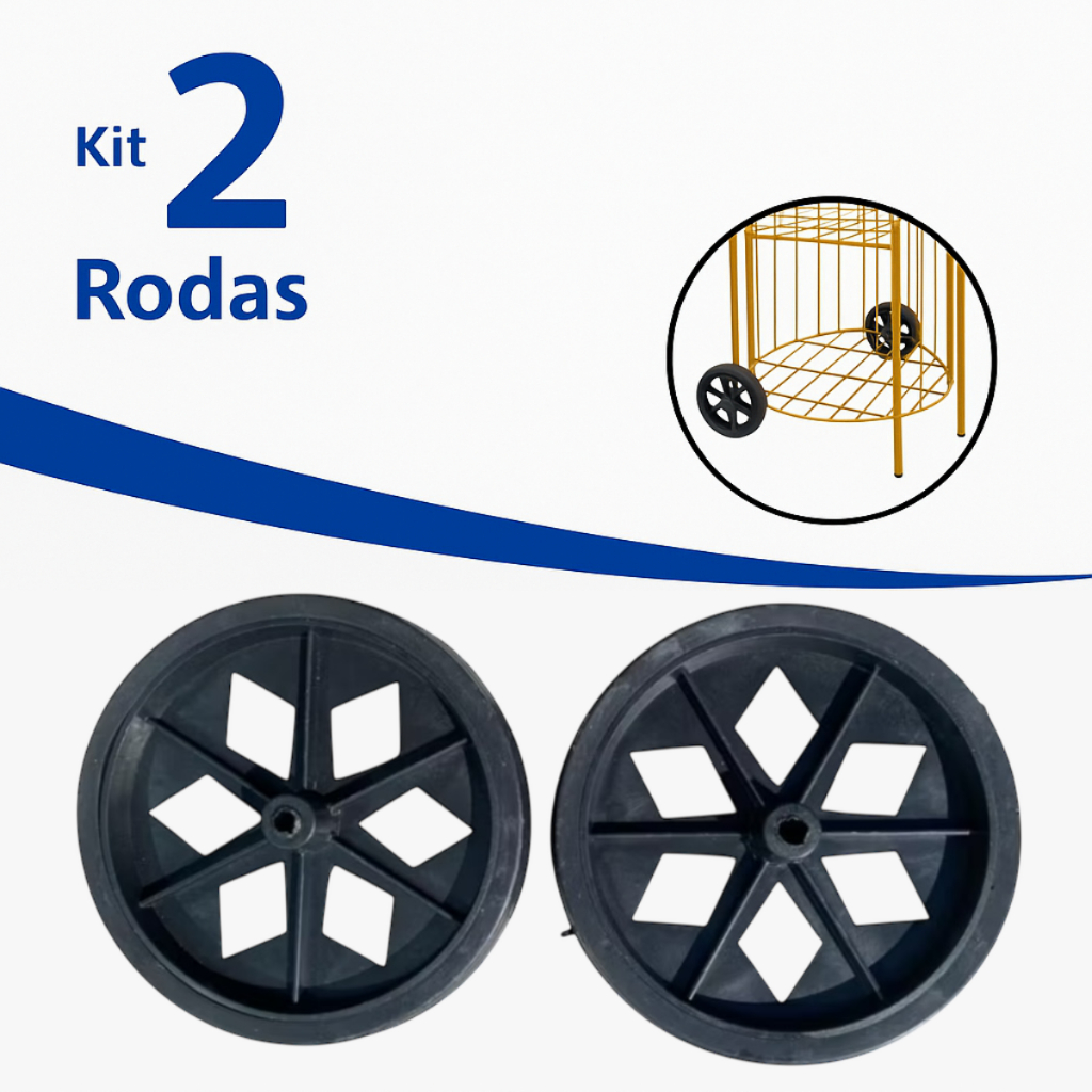Kit 02 Rodas Carrinho Feira Compras Bagagem Verduda Frutas Supermercado