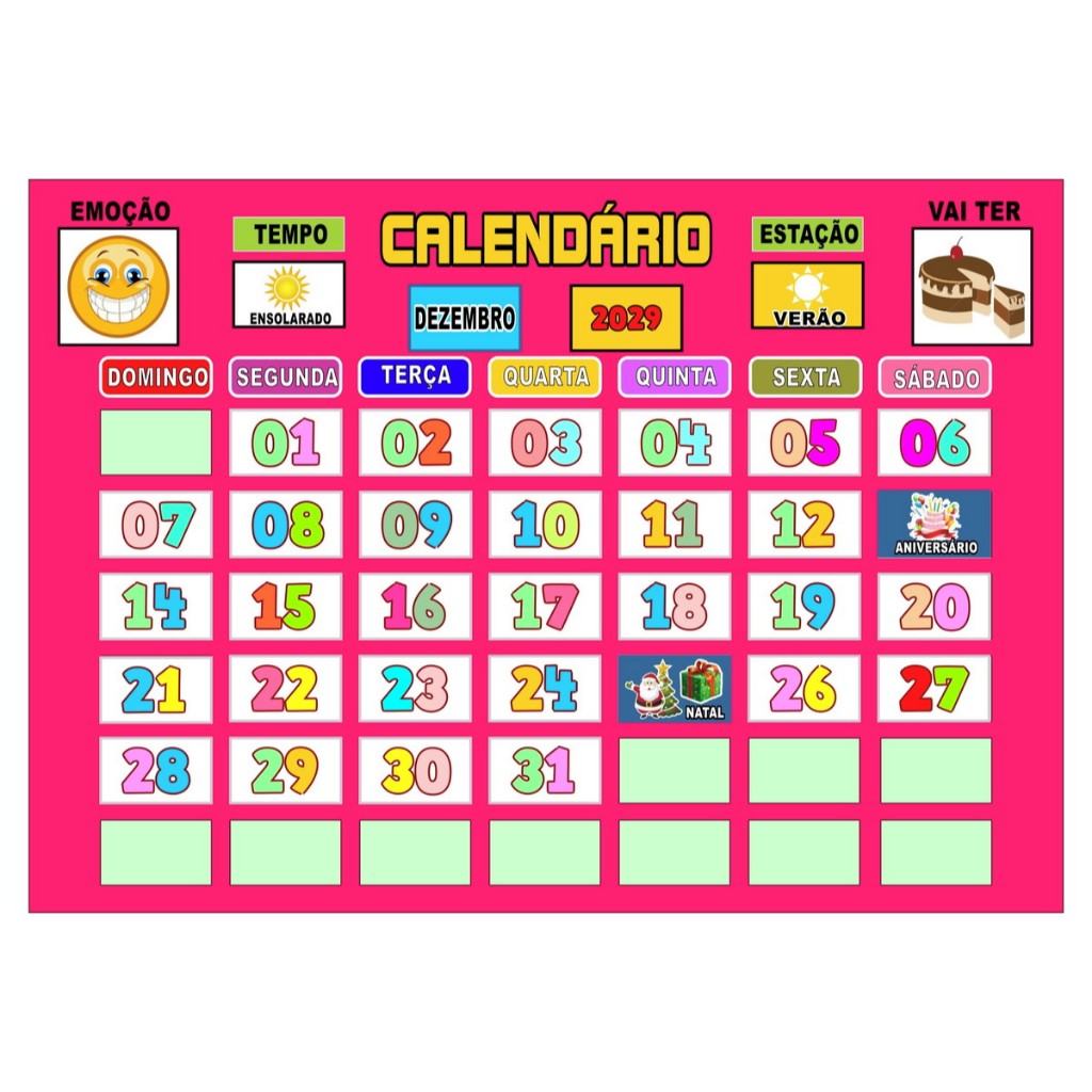 Calendário Montado Magnético Infantil com Tags Imã Organização, disciplina e educação TDH e Autismo