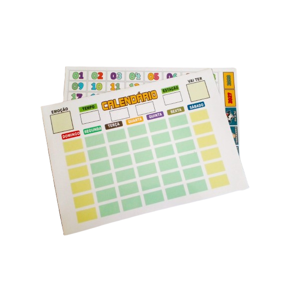 Calendário Montado Magnético Infantil com Tags Imã Laminado Disciplina, Educação e Organização TDH e Autismo