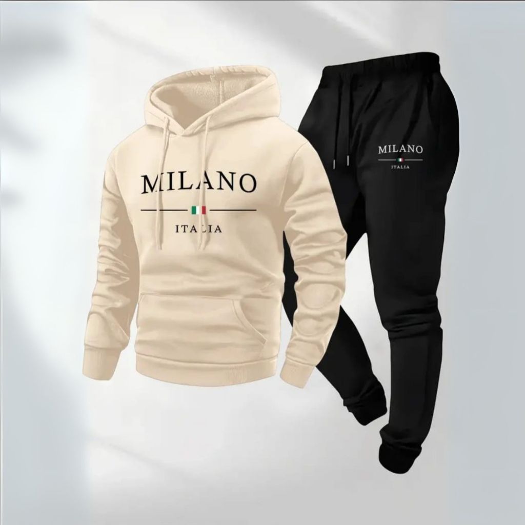 Conjunto Moletom Milano Italia Unissex Kit Blusa Frio Calça Abrigo Algodão Flanelado Super Quentinho
