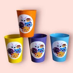 Copos Plástico Reutilizável 300 ml,Para Decoração de Festa Infantis e Lembrancinhas Temáticas -BOLOFOFOS