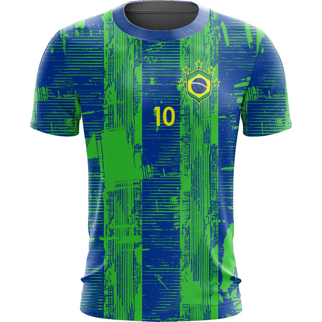 Camiseta Personalizada do Brasil Listras Verde Amarela Futebol Torcedor 2026 18