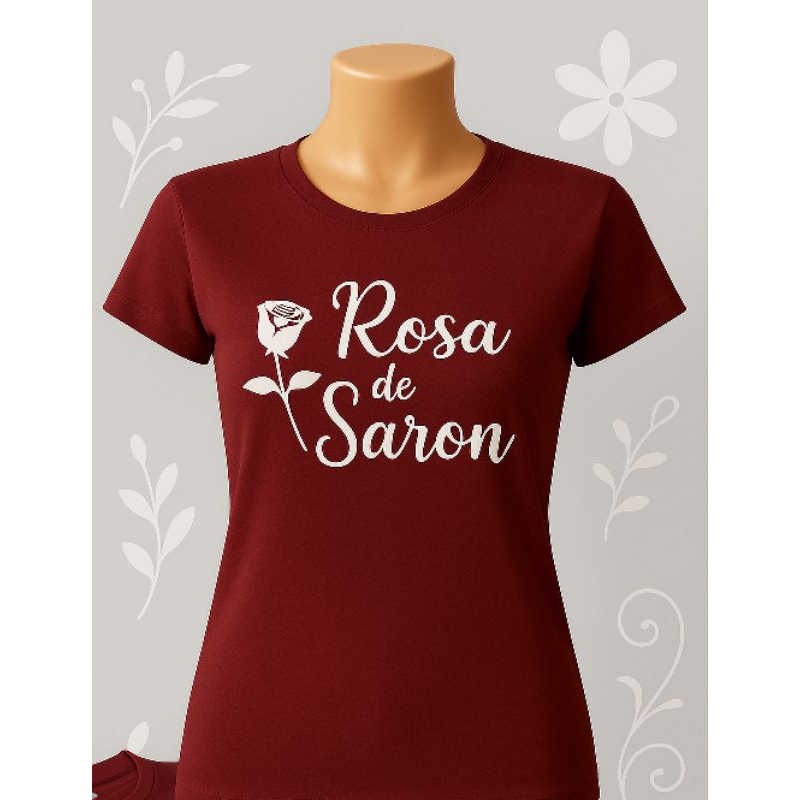 Camiseta Evangélica Rosa de Saron Fardamento moda cristã sem pérolas