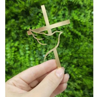 Topo Aplique p/ Bolo Acrílico Espelhado Espirito Santo Batismo Primeira Comunhão Cruz em Oferta na Shopee