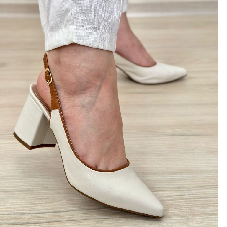 SCARPIN SALTO BLOCO ABERTO ATRÁS em Oferta na Shopee