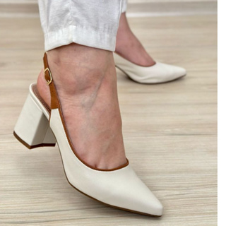 SCARPIN SALTO BLOCO ABERTO ATRÁS em Oferta na Shopee
