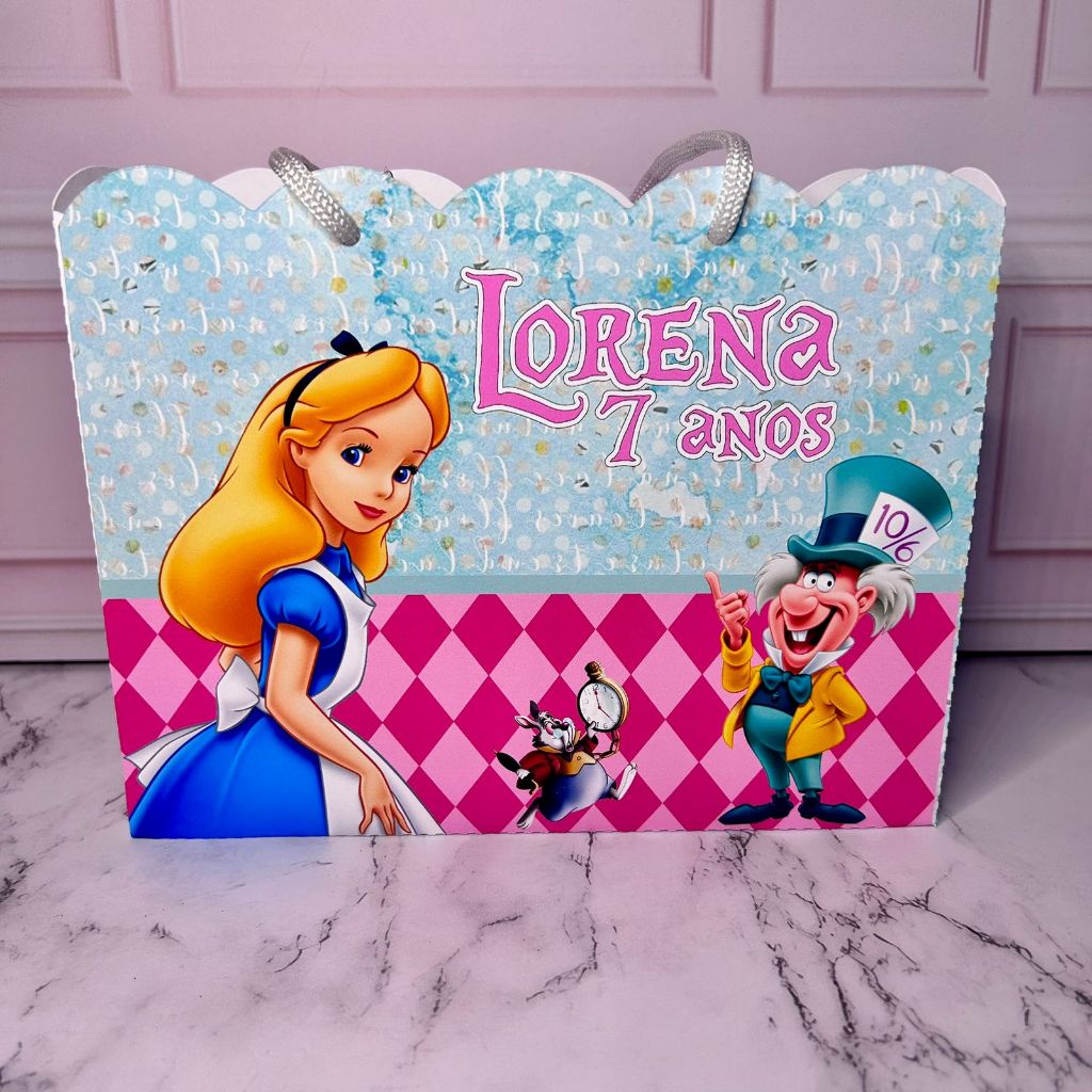 Sacolinhas Personalizadas M - Alice no país das maravilhas - PEGUE E MONTE