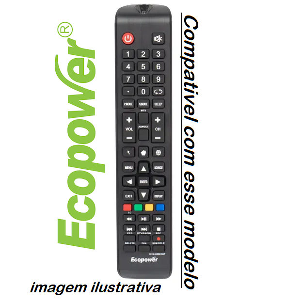 Controle Remoto Compatível para Smart TV Ecopower EP-TV032 a EP-TV065