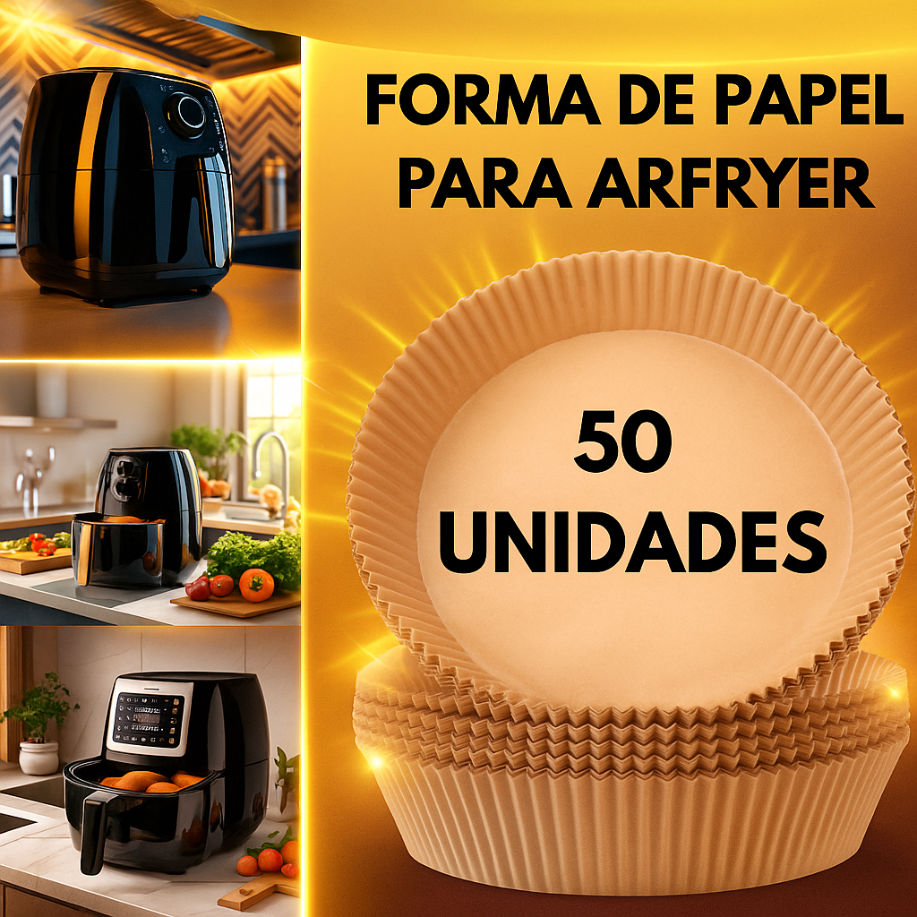 Forma Descartável Papel Para Air Fryer 16 X 4,5 Cm 50 Uni - forro antiaderente