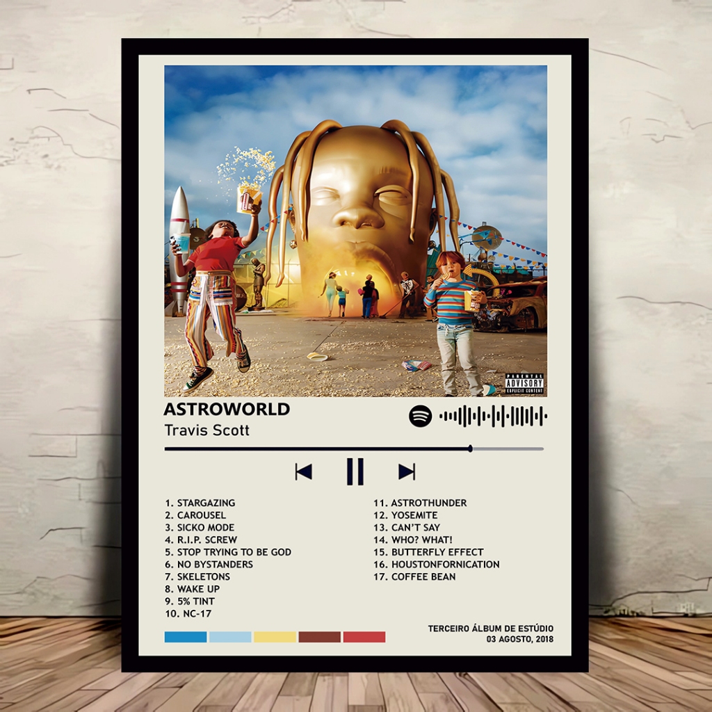 Quadro Spotify Travis Scott – Astroworld Utopia Rodeo JackBoys em MDF Premium Produto Artesanal Exclusivo