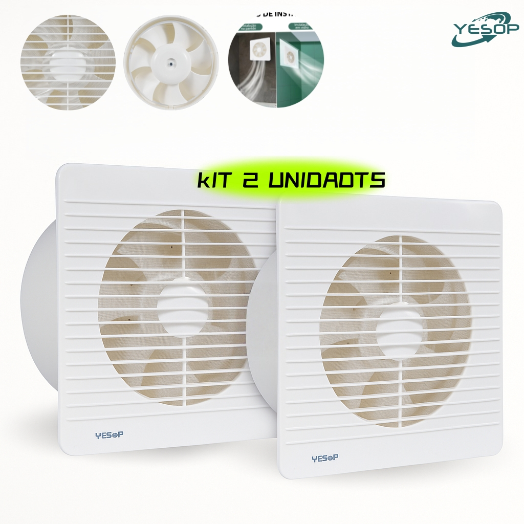 Exaustor Banheiro Bivolt 10/15/18cm Silencioso Anti Odor Ventilador Cozinha Quarto Parede Yesop em Oferta na Shopee