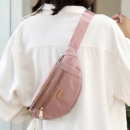 Bolsa Transversal Feminina Pochete em Lona Estilo Coreano Ajustável para Cintura e Peito em Oferta na Shopee