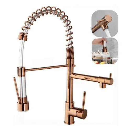 Torneira Rosa Dourada Cozinha Gourmet Luxo Brilhante Misturador Com Flexivel Bica Yesop em Oferta na Shopee