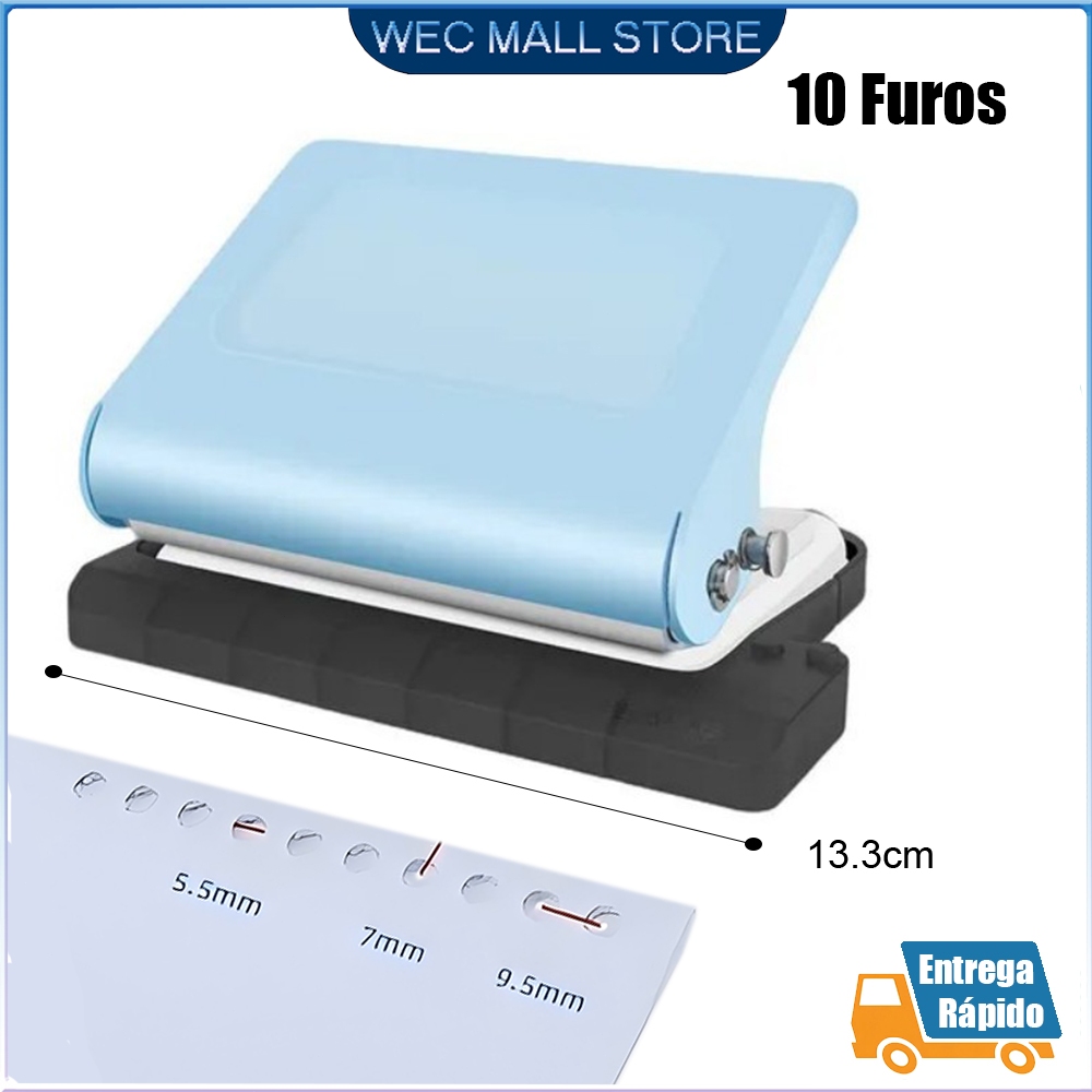 Perfurador De Papel Portátil Sem Esforço 10 Furos P/ Pastas Encadernação Artesanal A4/B5/A5 em Oferta na Shopee