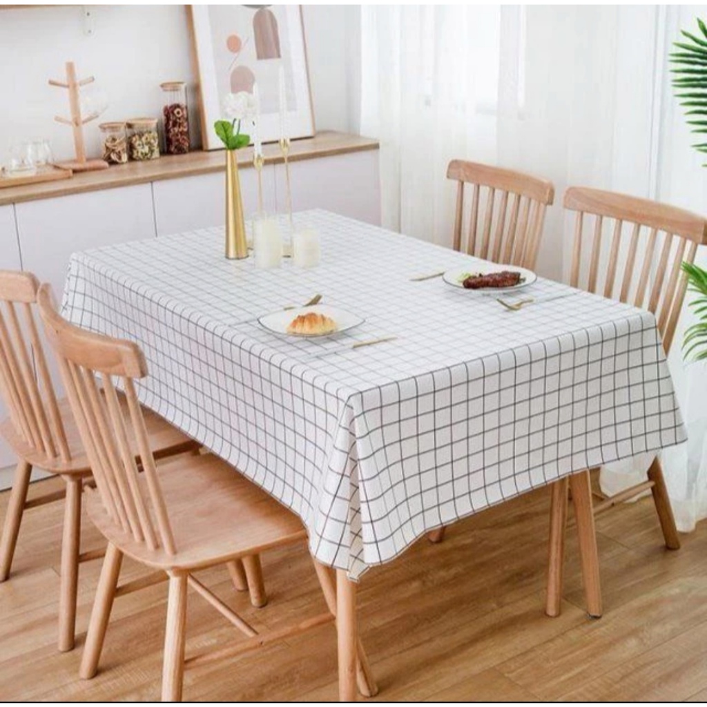 Toalha de mesa xadrez resistente a óleo, impermeável, 137*180cm, feita de plástico PVC em Oferta na Shopee