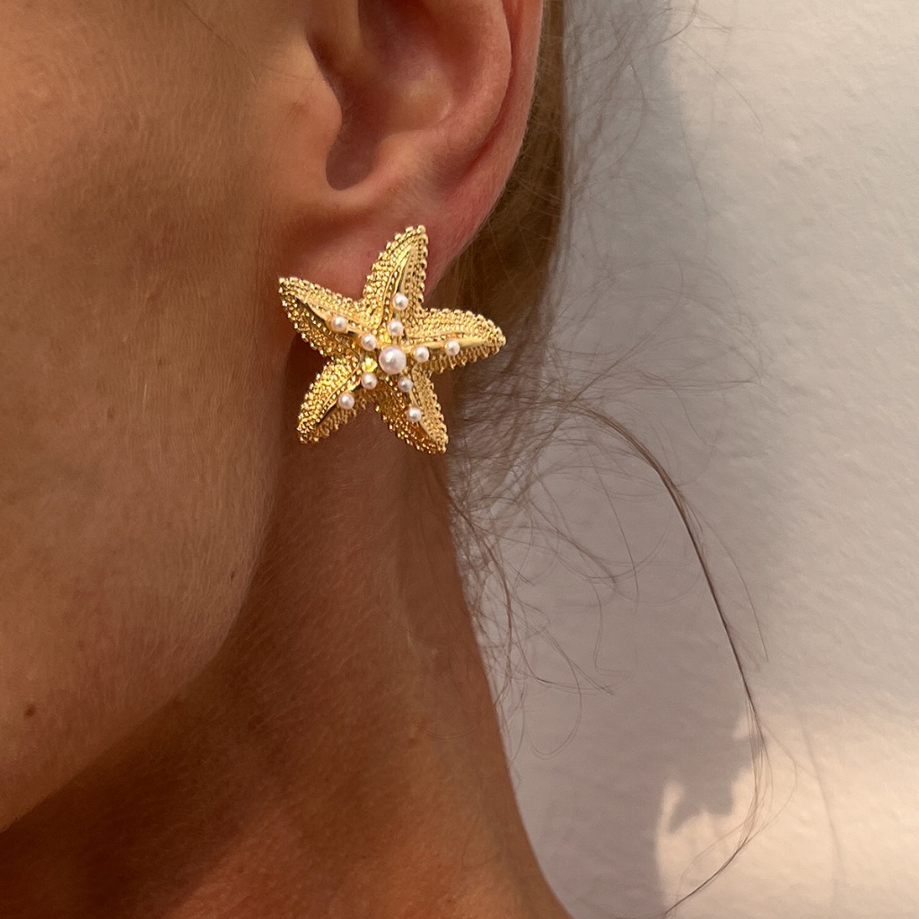 Brincos de estrela exagerados para festa, joias para presente de feriado, estilo oceano, personalidade, praia, estrela d em Oferta na Shopee