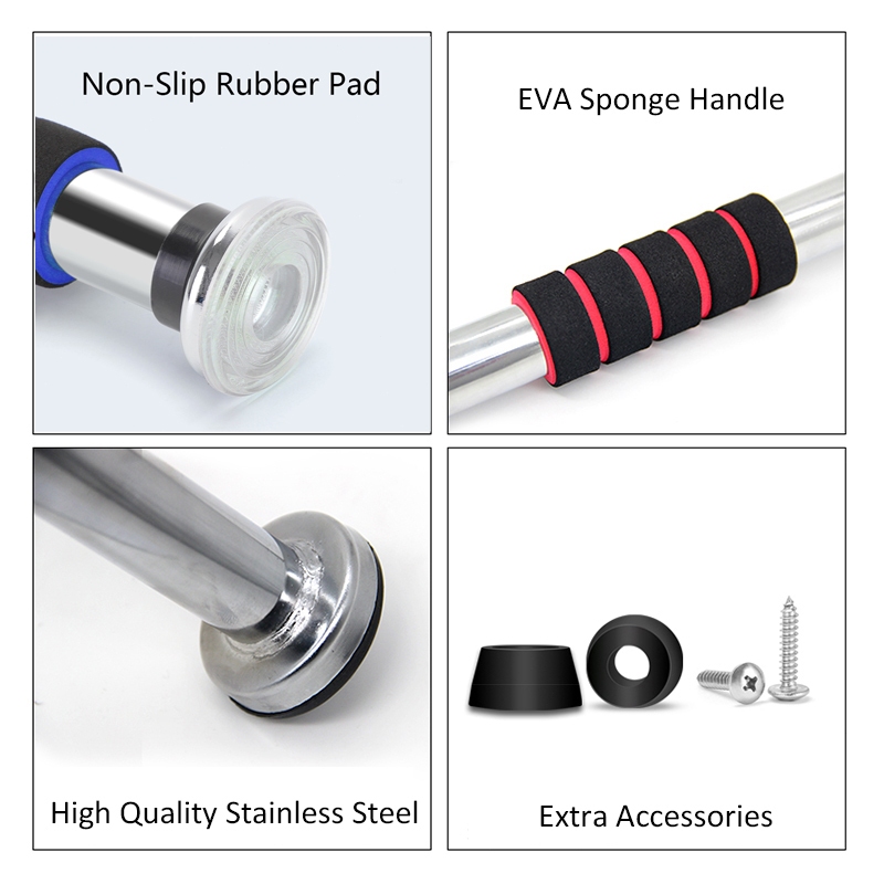 Barra Fixa Flexão Porta Apoio Regulável 64 a 100 Cm, com apoios de braços, pode suportar até 150 kg