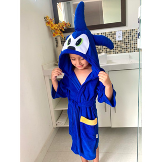 Roupão Infantil Sonic Azul – Conforto e Velocidade para Pequenos Fãs em Oferta na Shopee